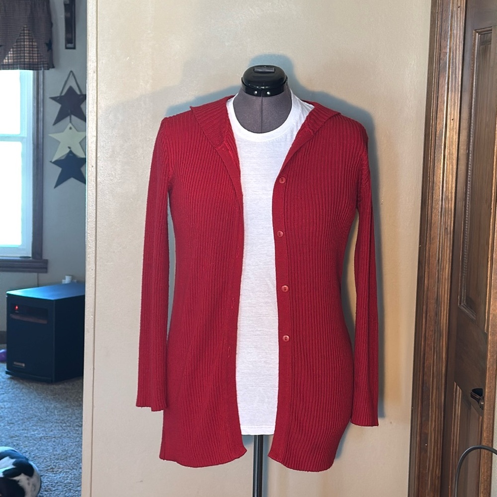 Xhilaration. Red long hoodie sleeve cardigan sweater.